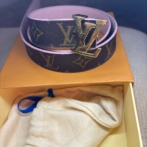 Louis Vuitton Authentic Pink Monogram Reversible Belt Sz 80 cm /32”
